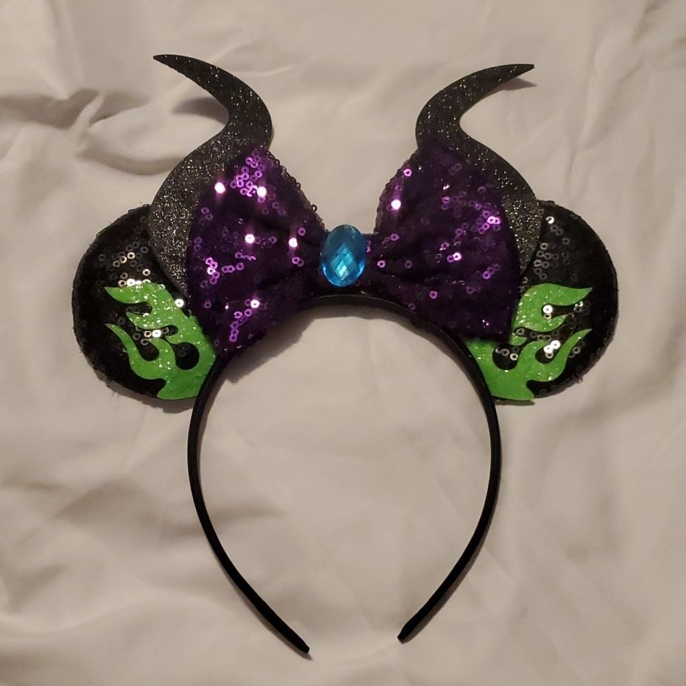 NEW MALEFICENT SEQUINED MOUSE EARS HEADBAND